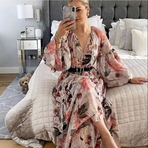 NWOT H&M Conscious Floral Chiffon Maxi Dress XS
